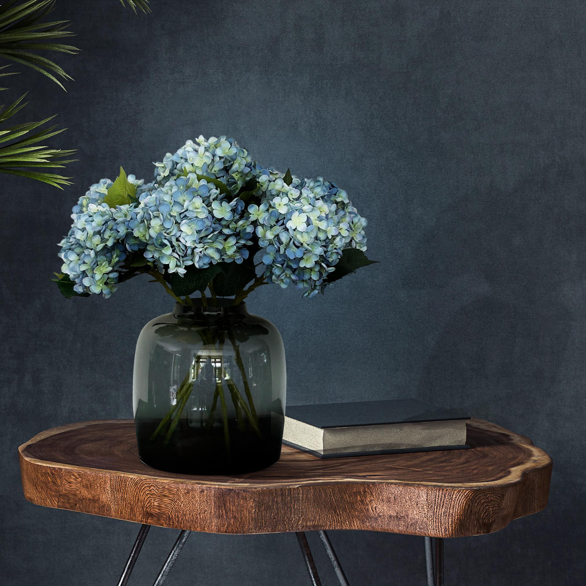 Kunstbloemen - Hortensia bloem blauw x 8 - 52cm