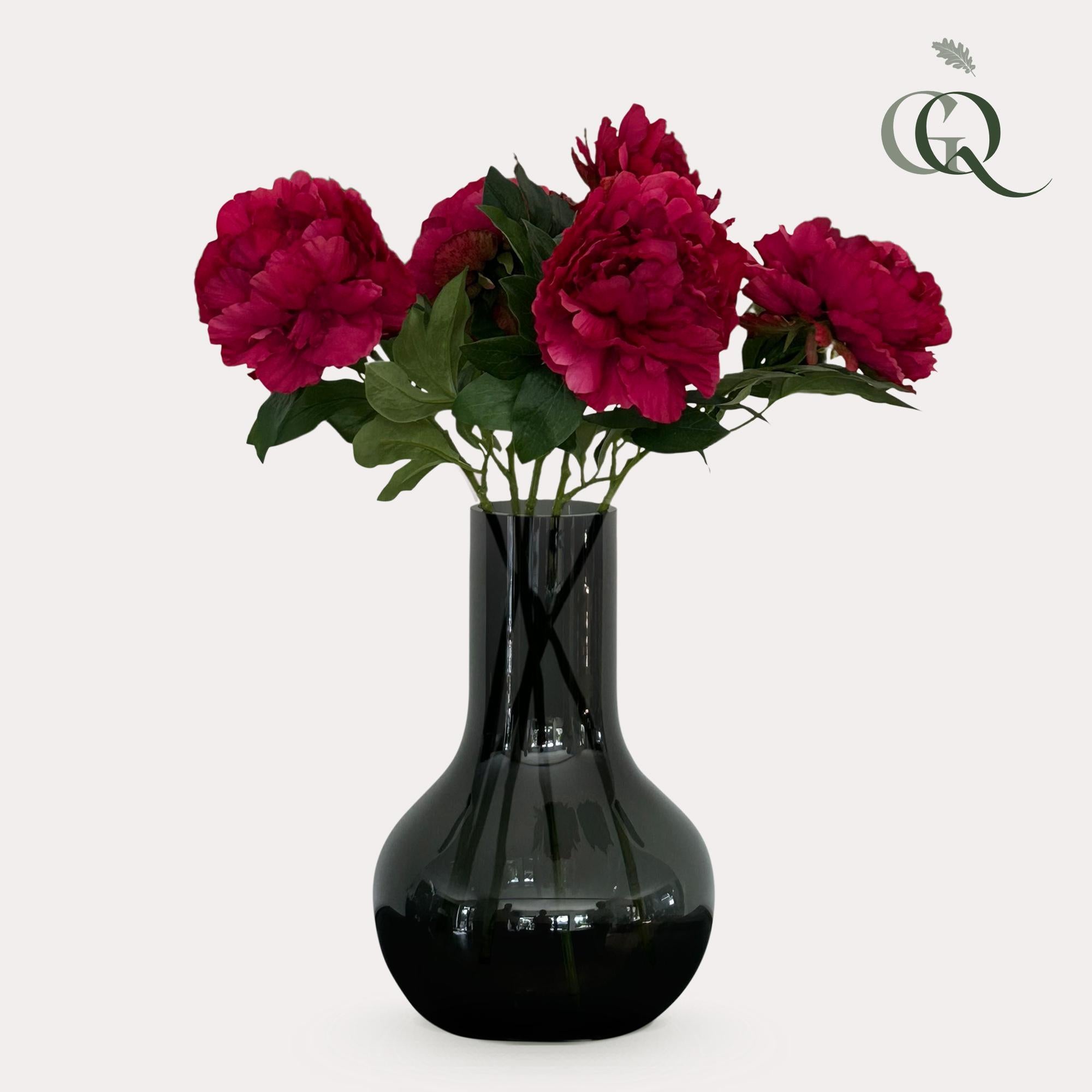 Kunstbloemen - Pioenrozen donker roze x 5 - 65cm