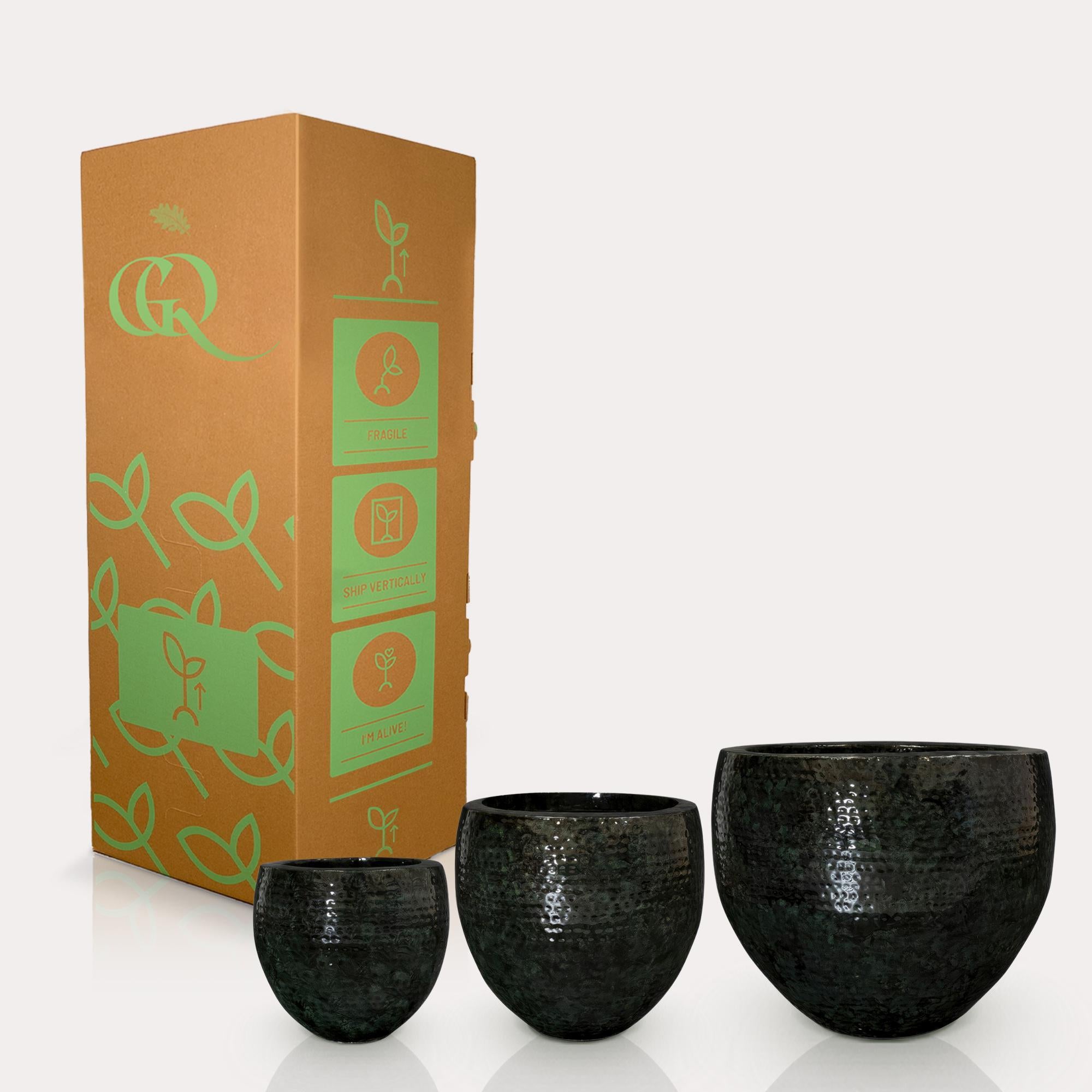 Set van 3 potten - Thom Zwart metaal - Breed