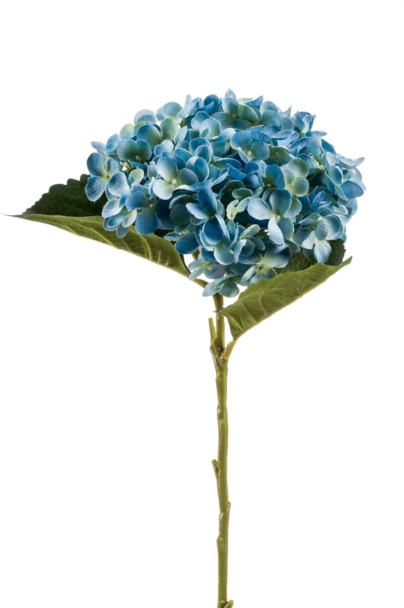Kunstbloemen - Hortensia bloem blauw x 8 - 52cm