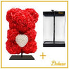 Beer DELUXE op standaard 25cm - rood foam met diamanten hart - in luxe cadeauverpakking 25 cm