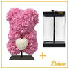 Beer DELUXE op standaard 25cm - fuchsia roze foam met diamanten hart - in luxe cadeauverpakking 25 cm