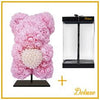 Beer DELUXE op standaard 25cm - lichtroze foam met diamanten hart - in luxe cadeauverpakking 25 cm