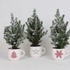 Picea Conica + Sneeuw + Kerstmok - Kerstboom - 3 stuks - Ø12cm - ↕35cm