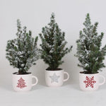 Picea Conica + Sneeuw + Kerstmok - Kerstboom - 3 stuks - Ø12cm - ↕35cm