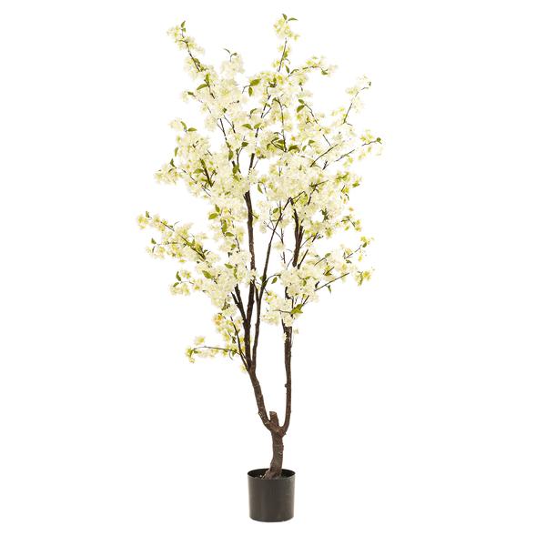 Kunstplant - Prunus - Kersenbloesem - Wit - 210cm