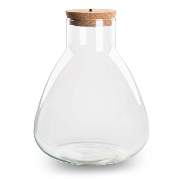 Terrarium fles met kurk - Erlenmeyer met led kurk - Gesloten terrarium ↑ 30 cm