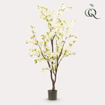Kunstplant - Prunus - Kersenbloesem - Wit - 175cm