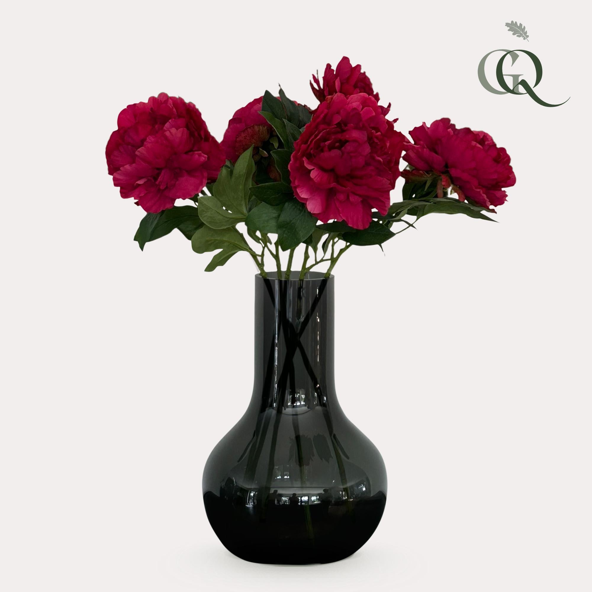 Kunstbloemen - Pioenrozen donker roze x 5 -  65cm