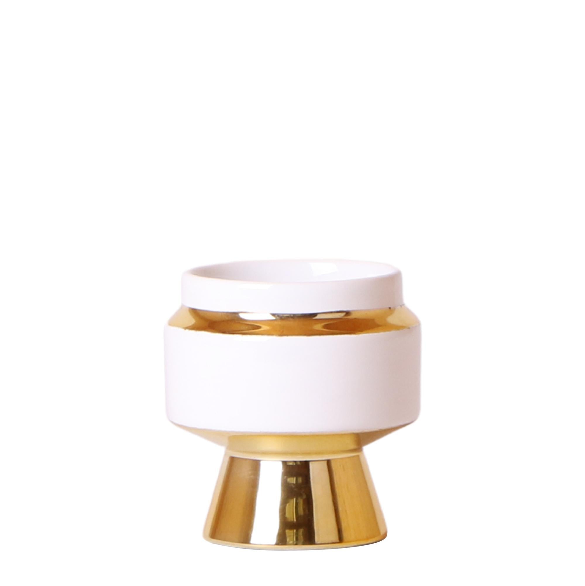 Kolibri Home | Le Chic bloempot - Witte keramieken sierpot met gouden details - Ø6cm