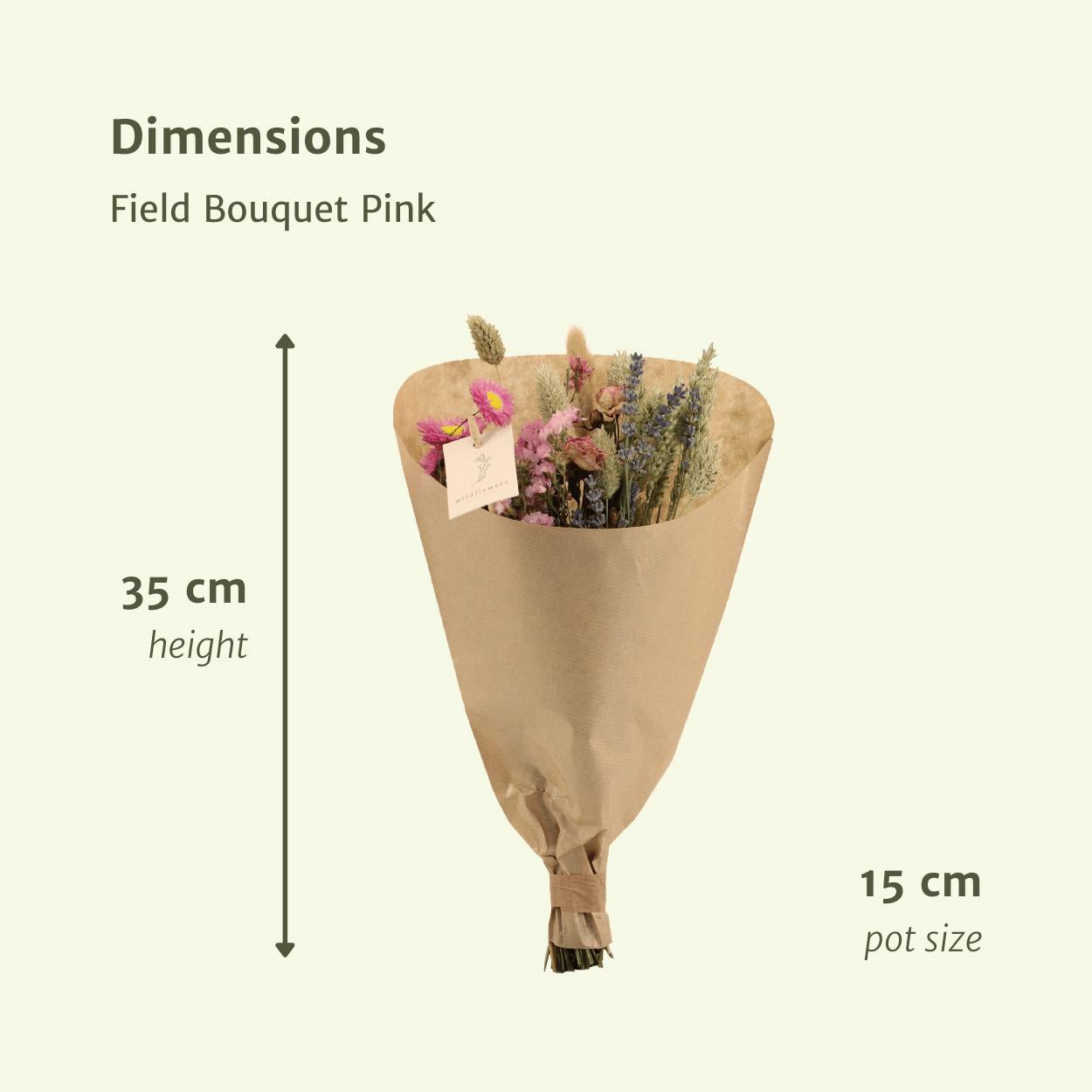 Field Bouquet Pink - Droogboeket - 35cm - Ø15