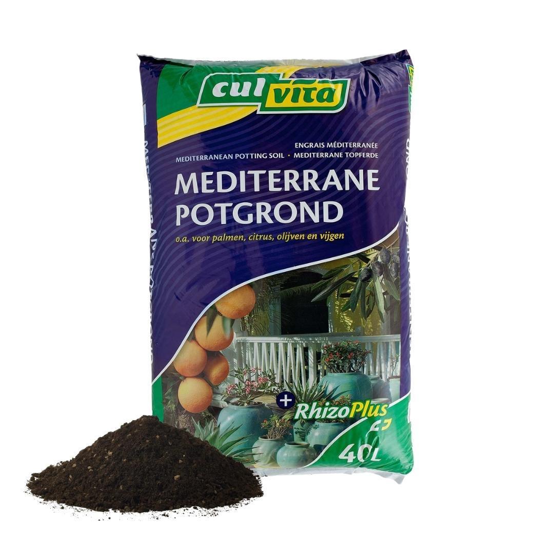 Culvita - Mediterrane Potgrond 40 Liter inclusief RhizoPlus - potgrond mediterrane planten o.a. geschikt voor olijfbomen, citrus en palmen
