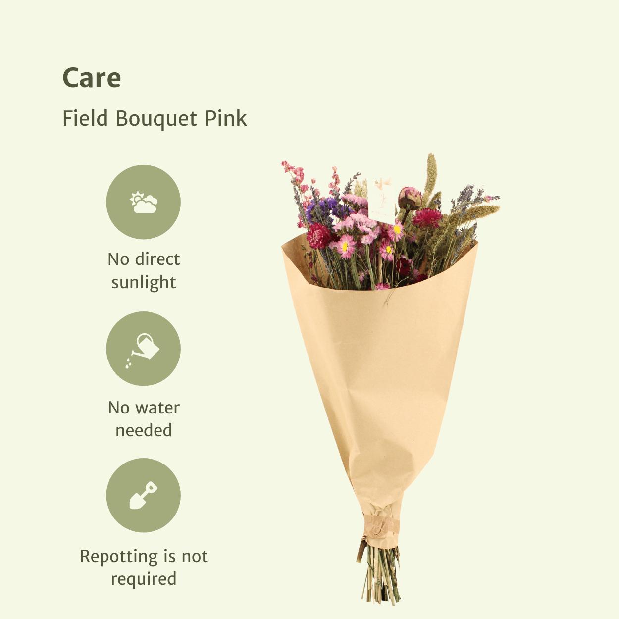 Field Bouquet Pink - Droogboeket - 60cm - Ø25