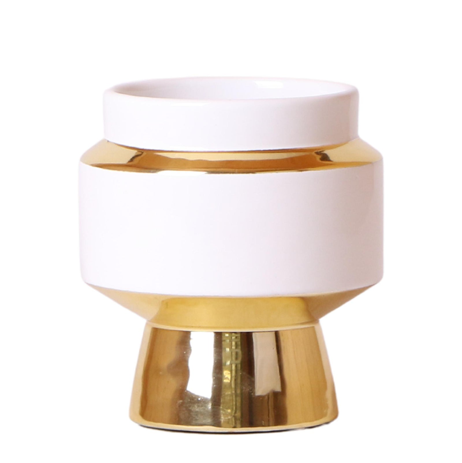 Kolibri Home | Le Chic bloempot - Witte keramieken sierpot met gouden details - Ø9cm