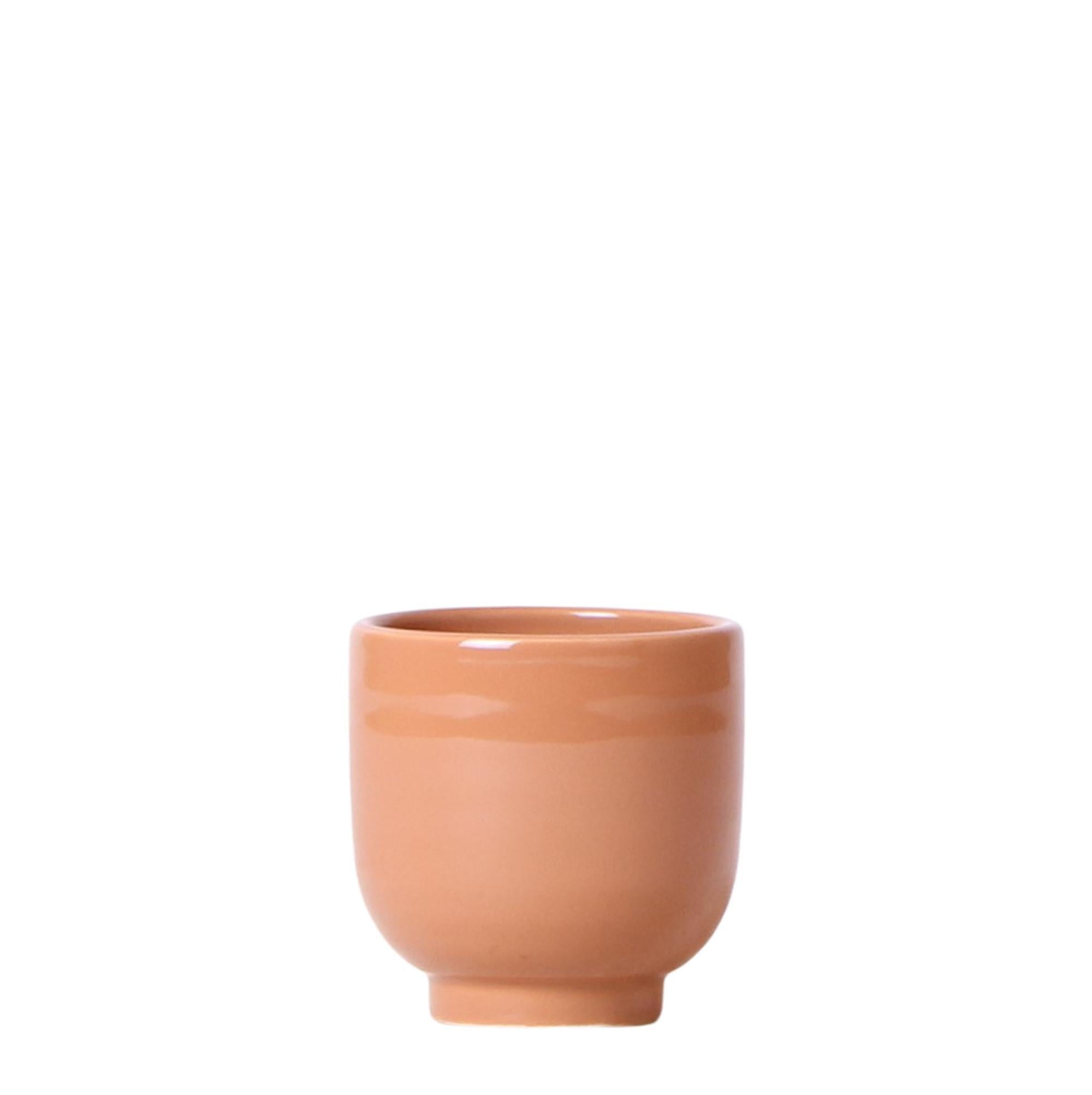 Kolibri Home | Glazed bloempot - Cognac keramieken sierpot met glans - Ø6cm