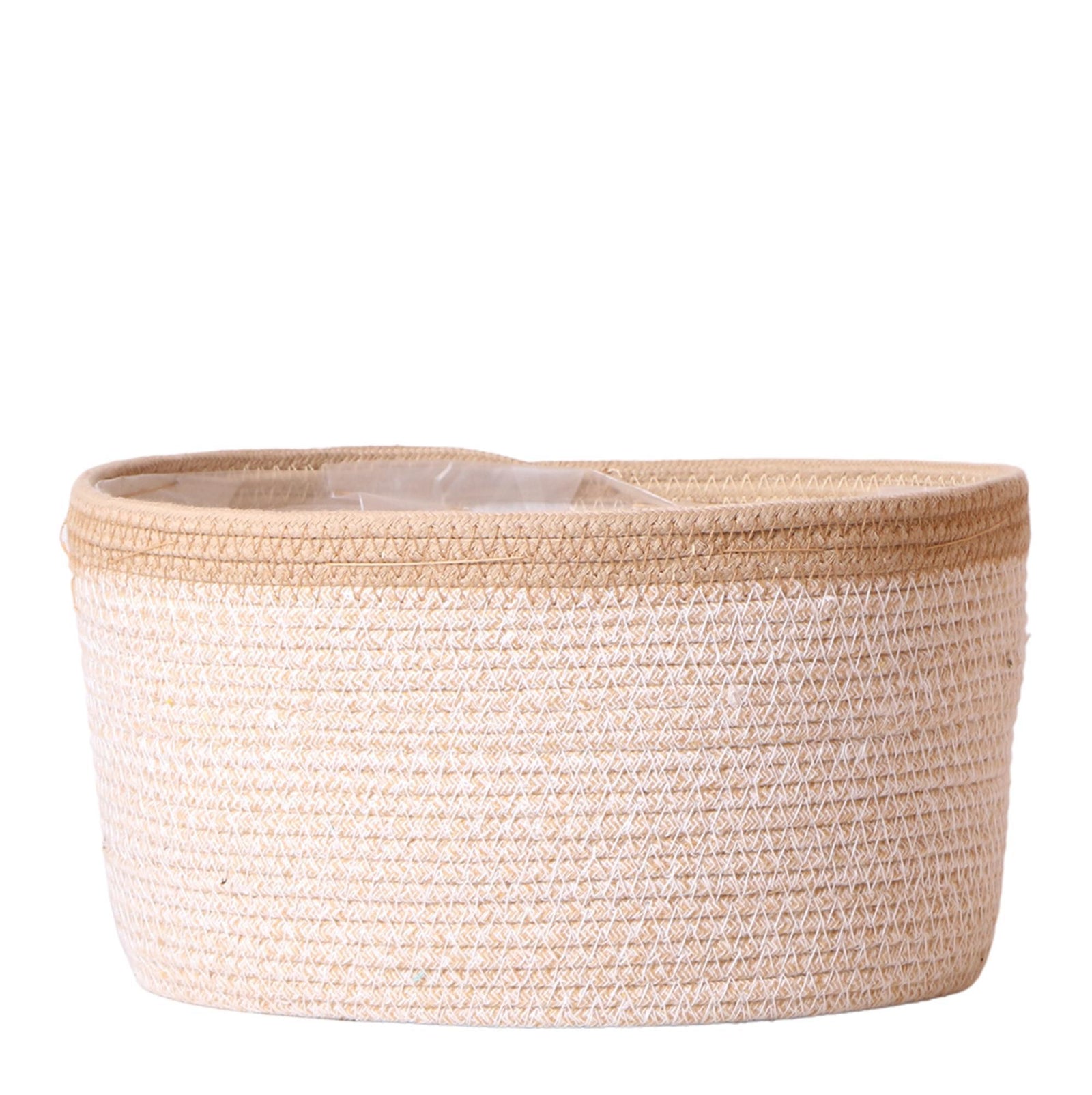 Kolibri Home | Cotton Basket dish wit - Cotton gevlochten schaal met wit detail - potmaat Ø30cm