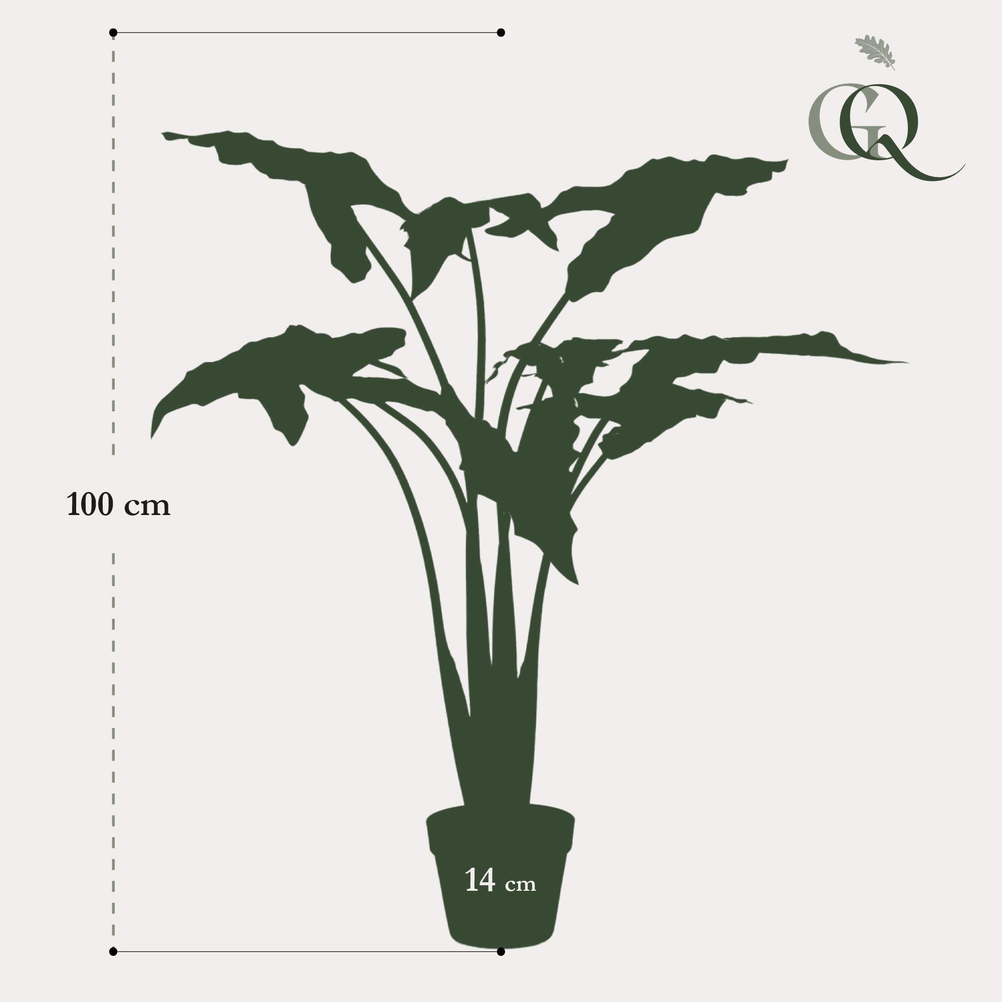 Kunstplant - Alocasia Frydek - Olifantsoor - 100 cm