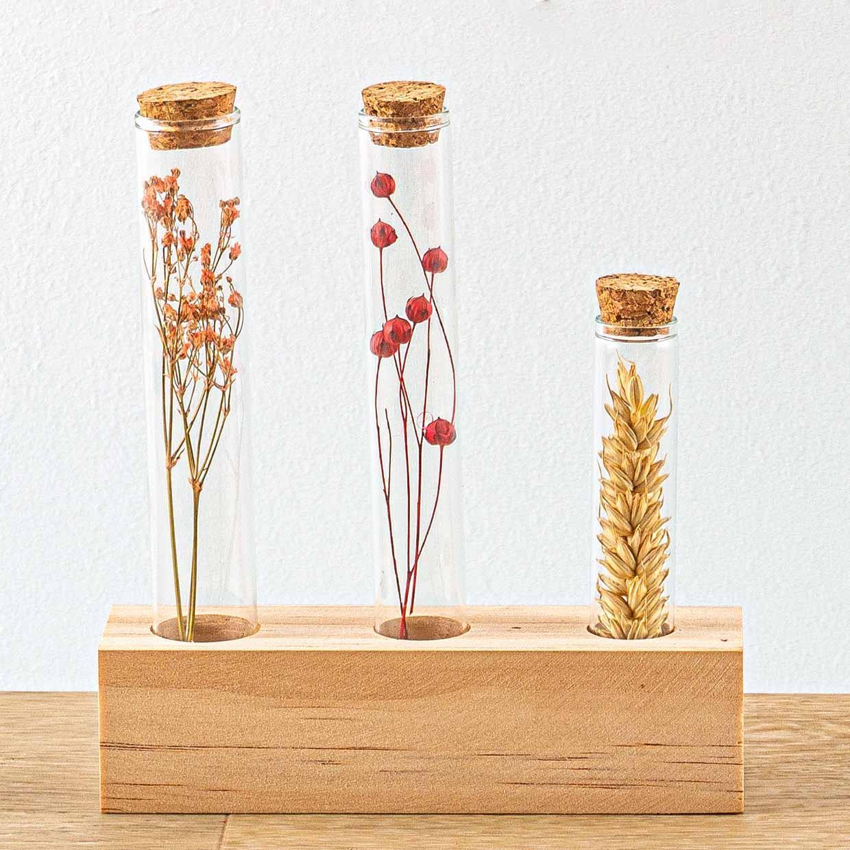 Wooden Dried flower stand - Tube M - Flowers and Herbs + Dried Floral Arrangement