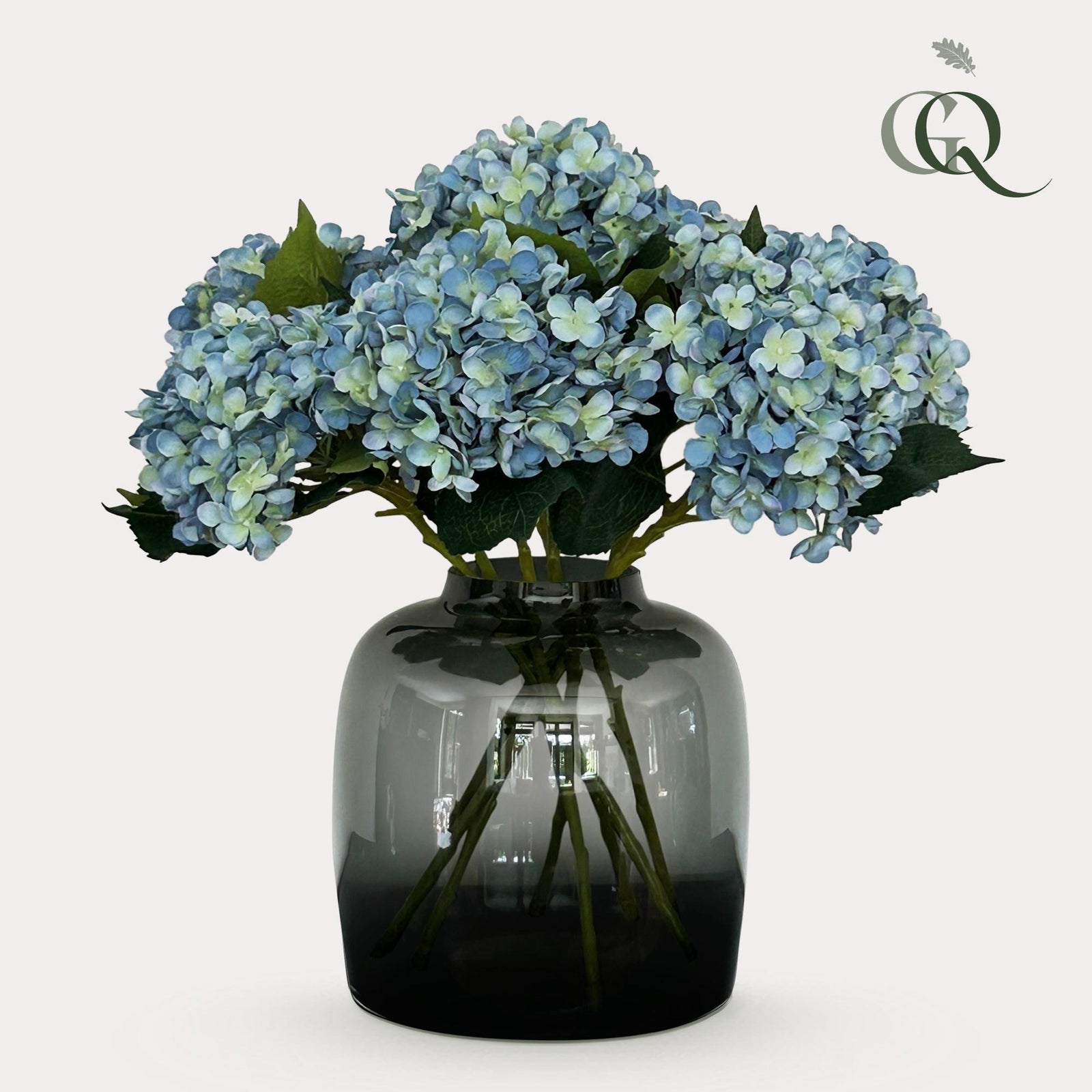 Kunstbloemen - Hortensia bloem blauw x 8 - 52cm